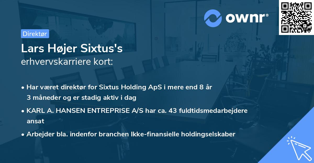 Lars Højer Sixtus's erhvervskarriere kort