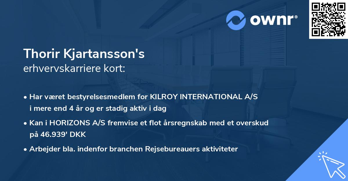 Thorir Kjartansson's erhvervskarriere kort