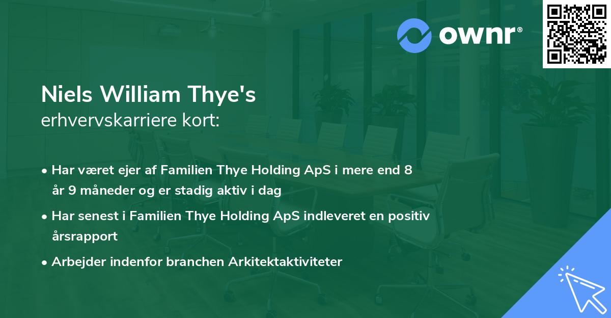 Niels William Thye's erhvervskarriere kort
