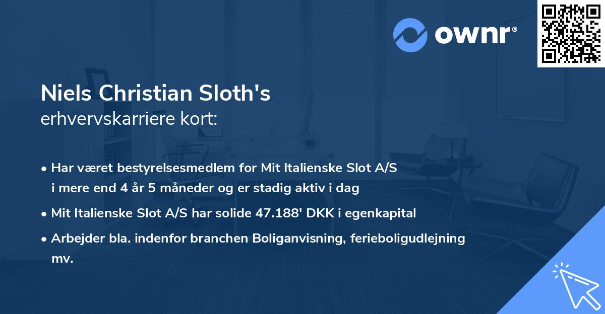 Niels Christian Sloth's erhvervskarriere kort