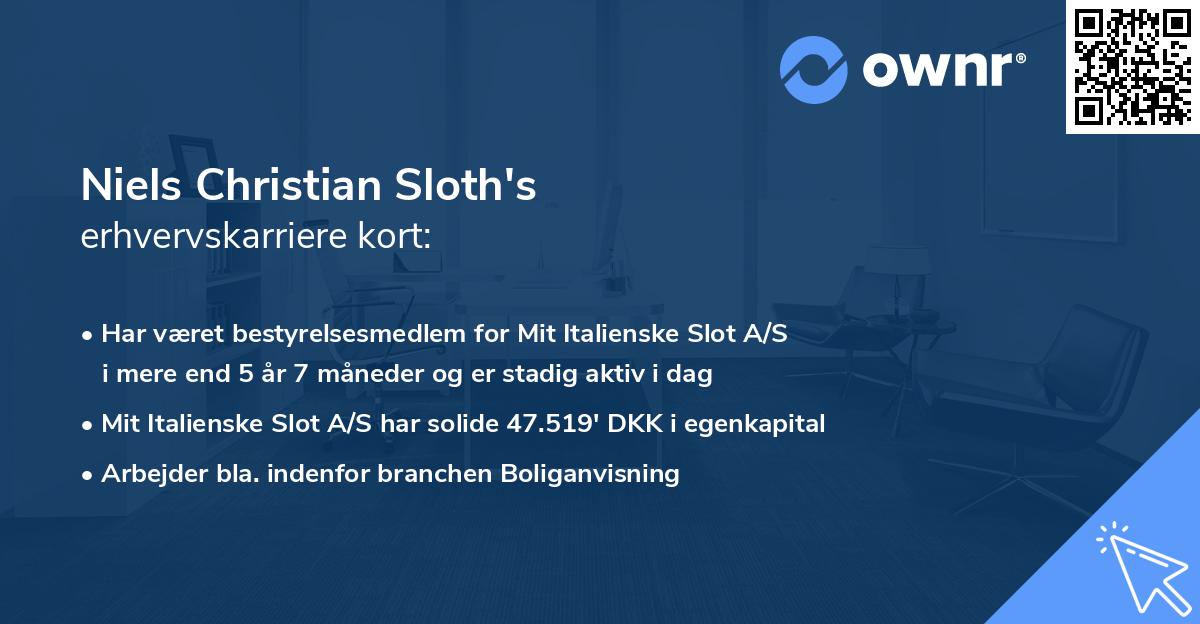 Niels Christian Sloth's erhvervskarriere kort