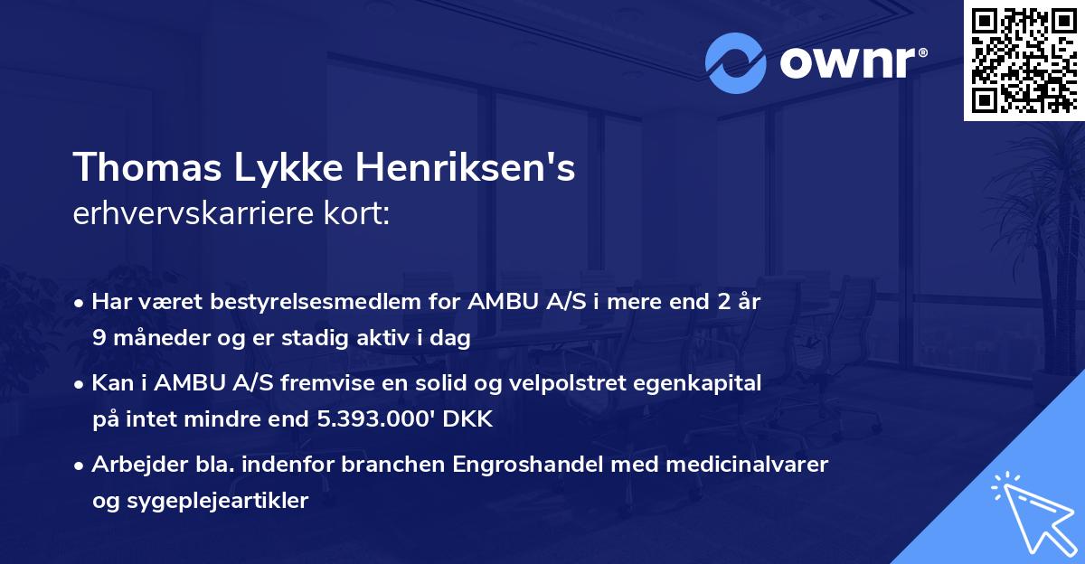 Thomas Lykke Henriksen's erhvervskarriere kort