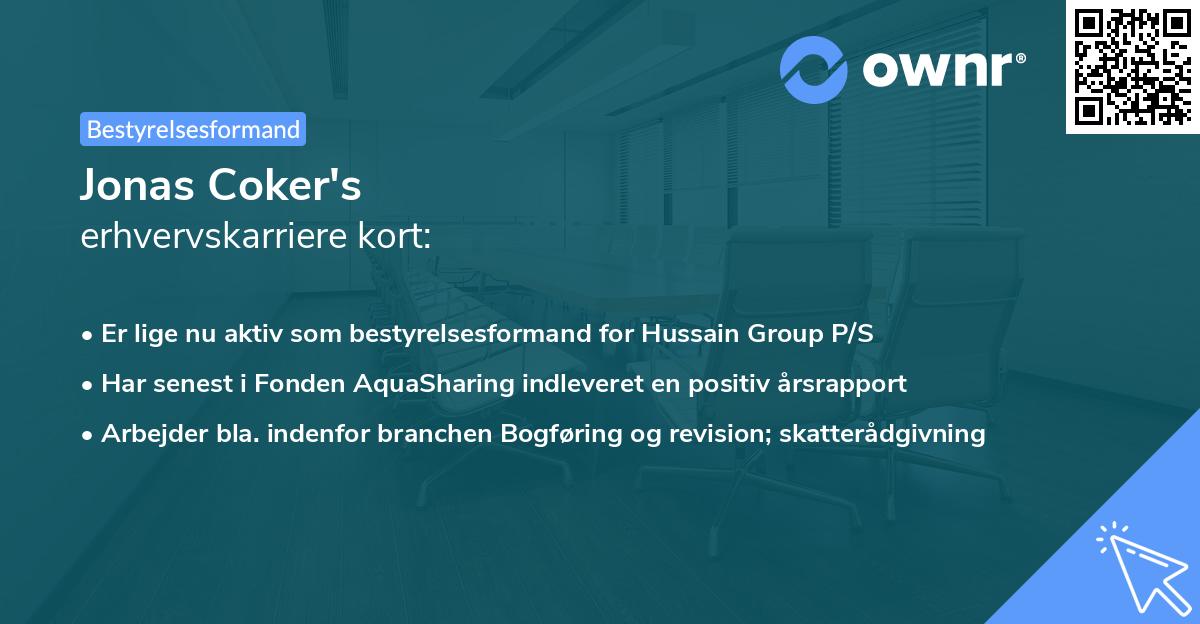 Jonas Coker's erhvervskarriere kort