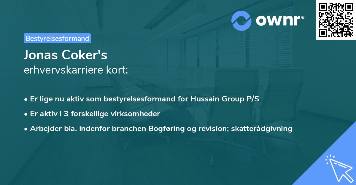 Jonas Coker's erhvervskarriere kort