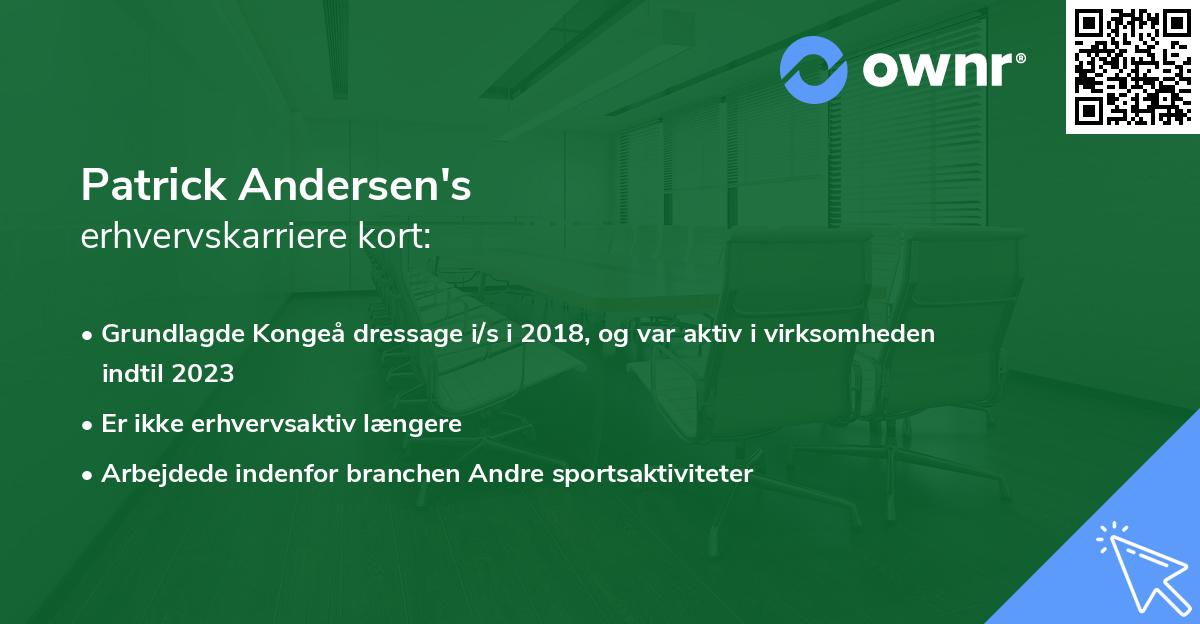 Patrick Andersen's erhvervskarriere kort