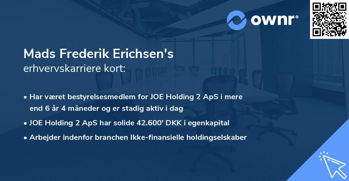 Mads Frederik Erichsen's erhvervskarriere kort