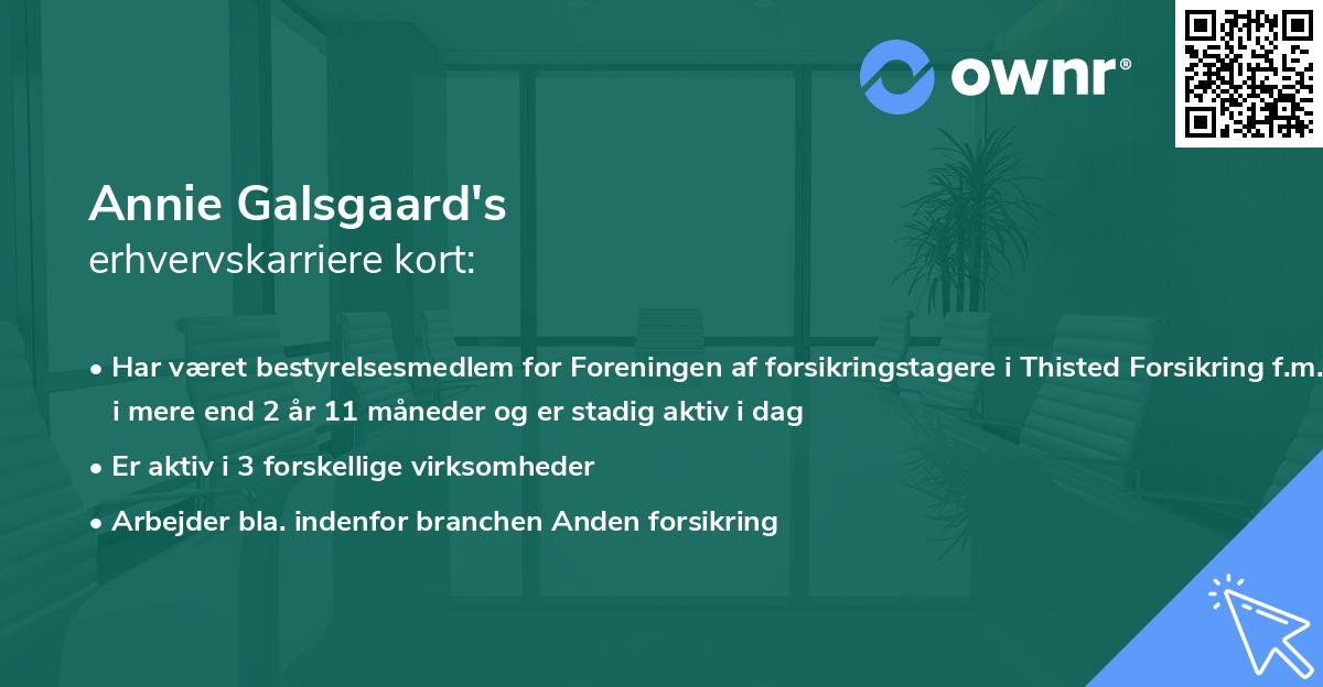 Annie Galsgaard's erhvervskarriere kort