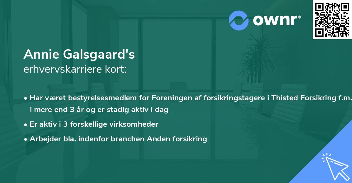 Annie Galsgaard's erhvervskarriere kort