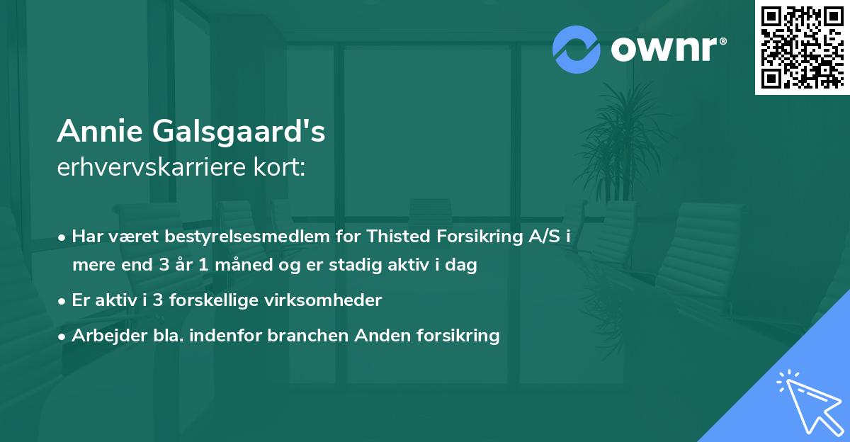 Annie Galsgaard's erhvervskarriere kort