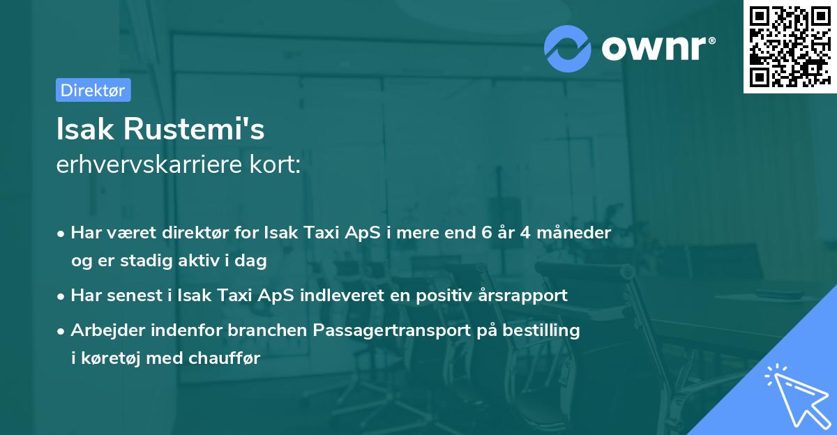 Isak Rustemi's erhvervskarriere kort