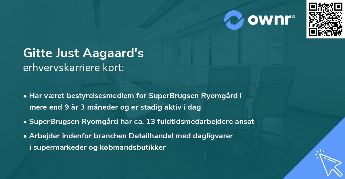 Gitte Just Aagaard's erhvervskarriere kort