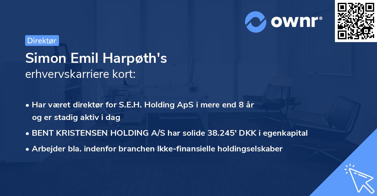 Simon Emil Harpøth's erhvervskarriere kort