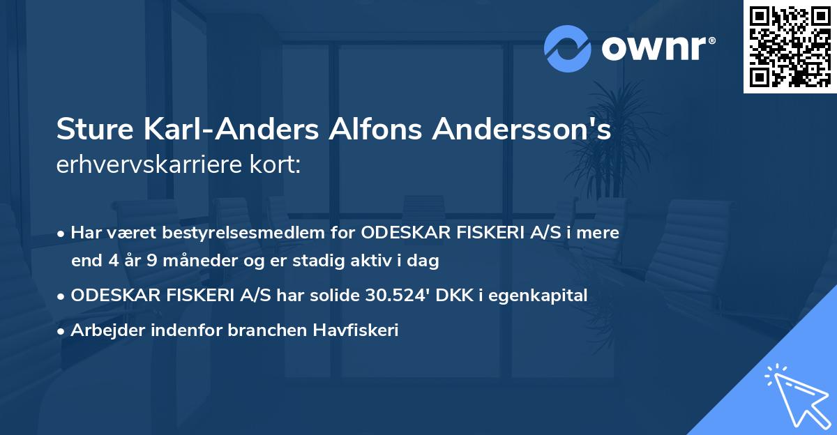 Sture Karl-Anders Alfons Andersson's erhvervskarriere kort