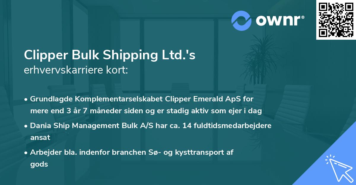 Clipper Bulk Shipping Ltd.'s erhvervskarriere kort