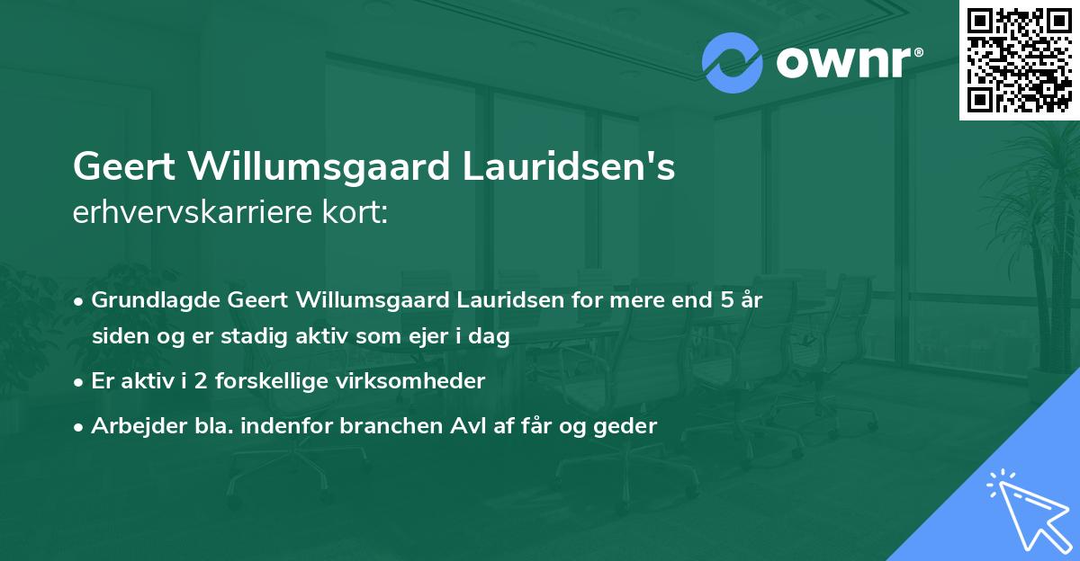 Geert Willumsgaard Lauridsen's erhvervskarriere kort