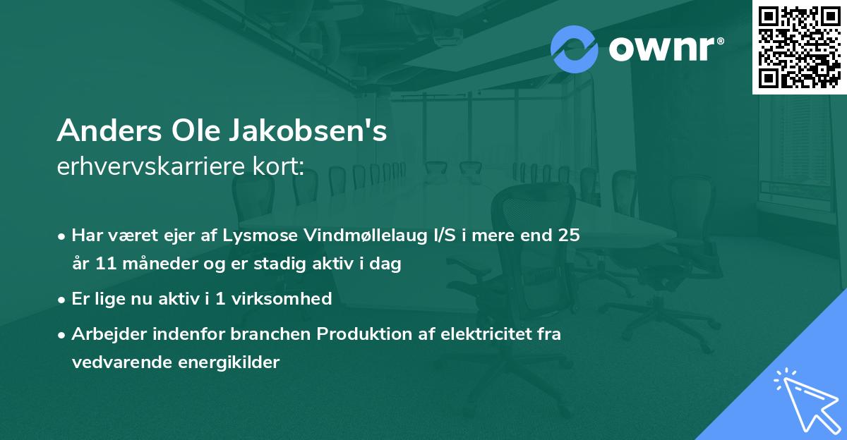 Anders Ole Jakobsen's erhvervskarriere kort