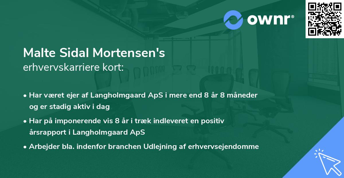 Malte Sidal Mortensen's erhvervskarriere kort