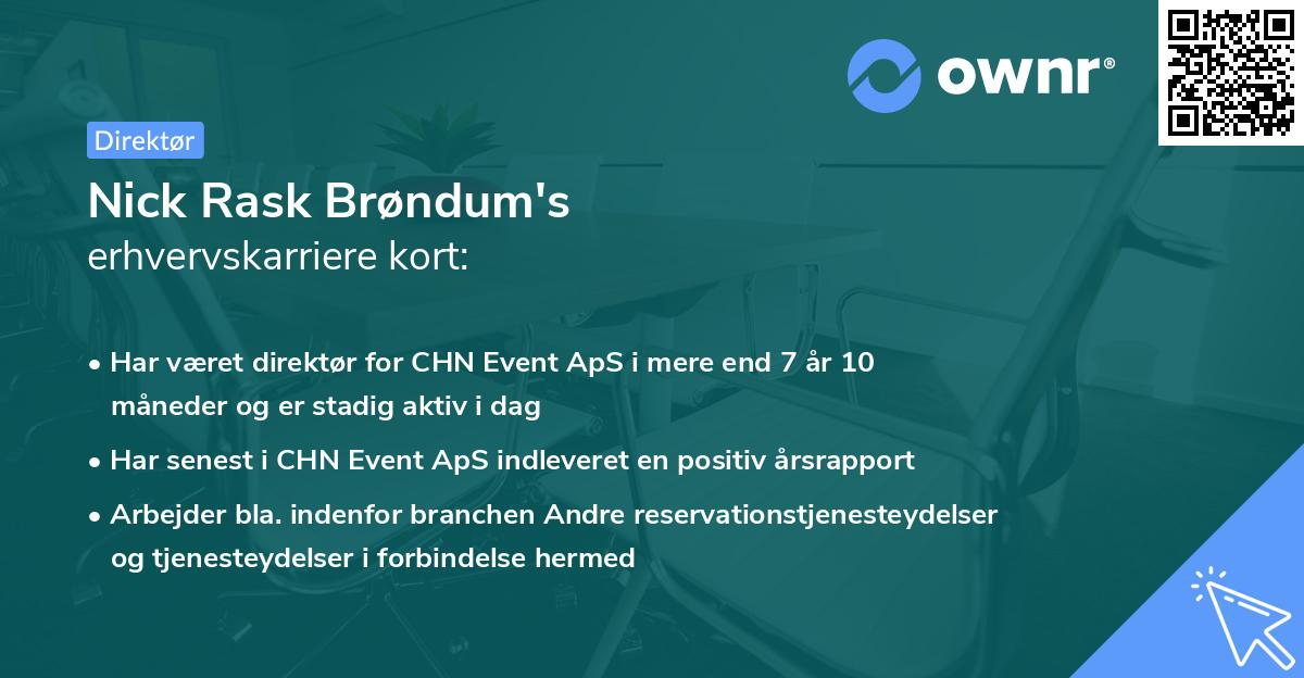 Nick Rask Brøndum's erhvervskarriere kort