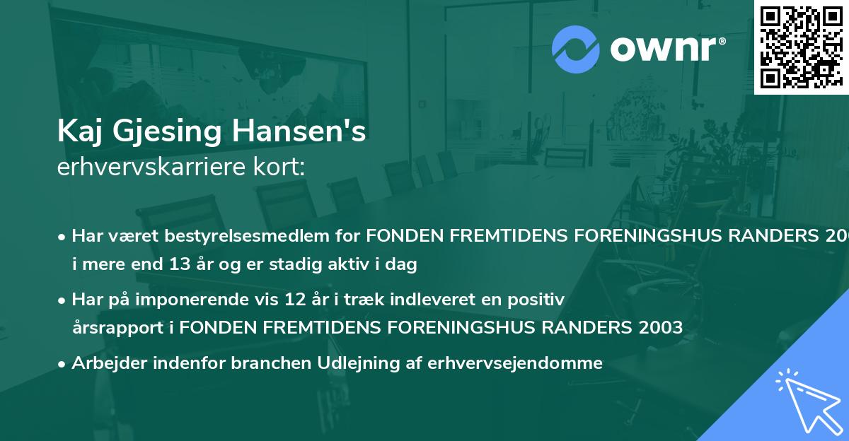 Kaj Gjesing Hansen's erhvervskarriere kort