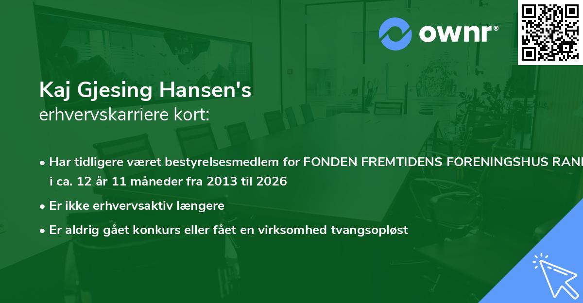 Kaj Gjesing Hansen's erhvervskarriere kort