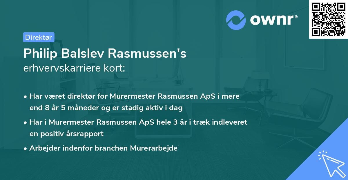 Philip Balslev Rasmussen's erhvervskarriere kort