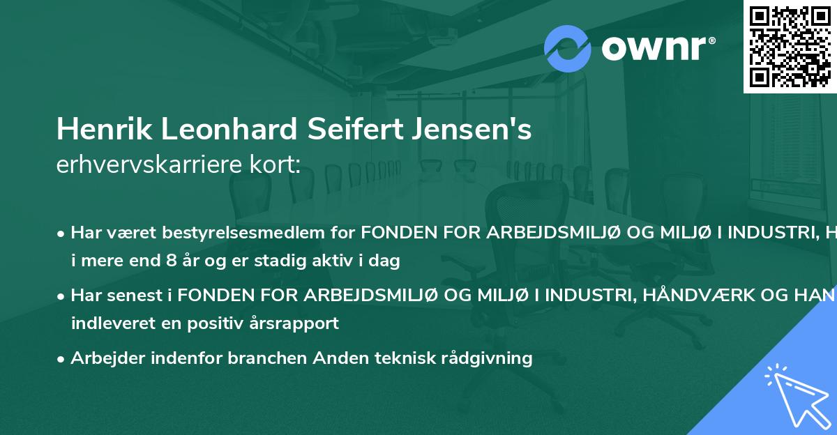 Henrik Leonhard Seifert Jensen's erhvervskarriere kort