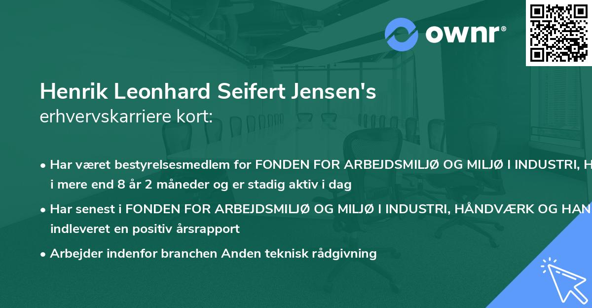 Henrik Leonhard Seifert Jensen's erhvervskarriere kort