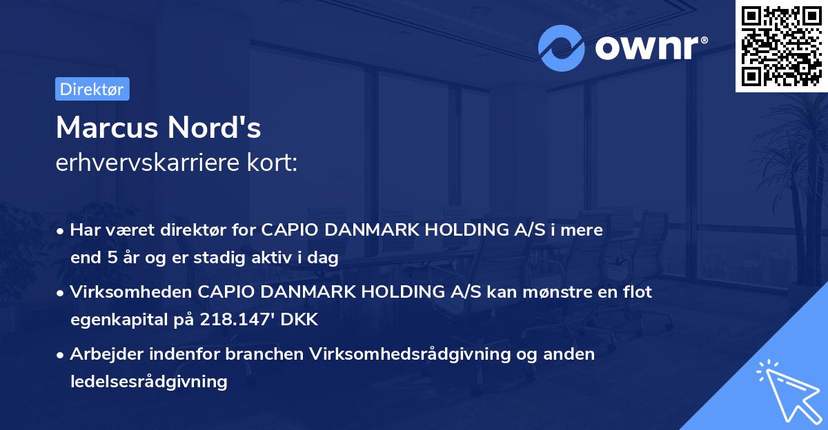 Marcus Nord's erhvervskarriere kort