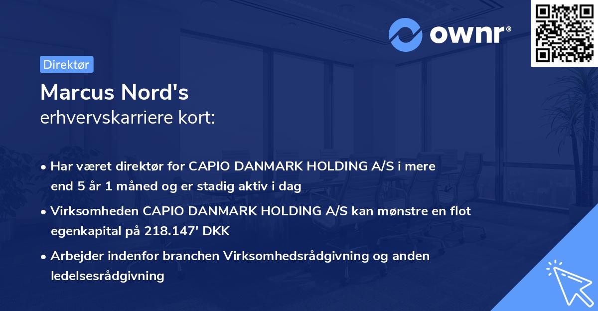 Marcus Nord's erhvervskarriere kort