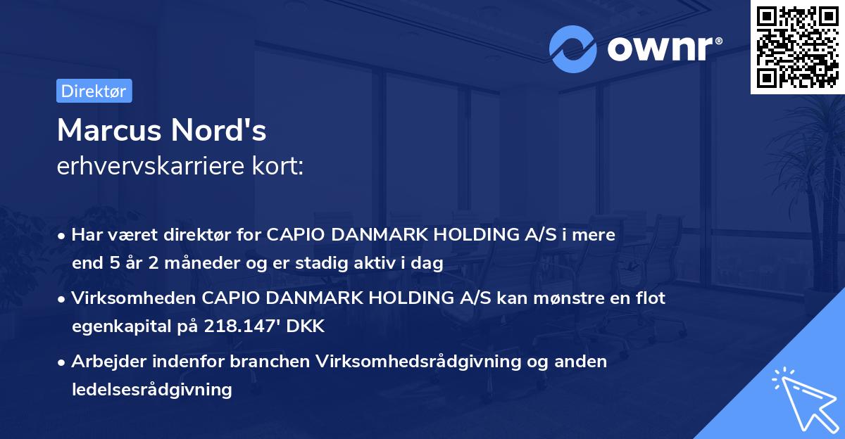 Marcus Nord's erhvervskarriere kort