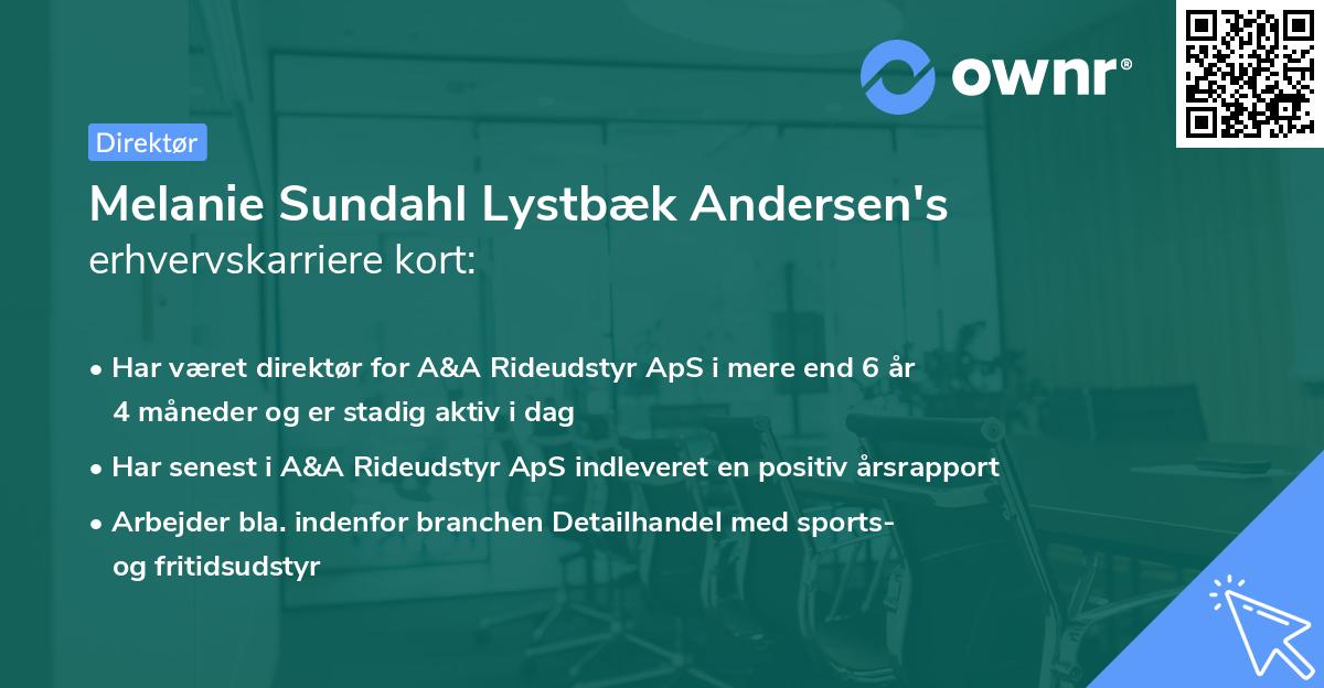 Melanie Sundahl Lystbæk Andersen's erhvervskarriere kort