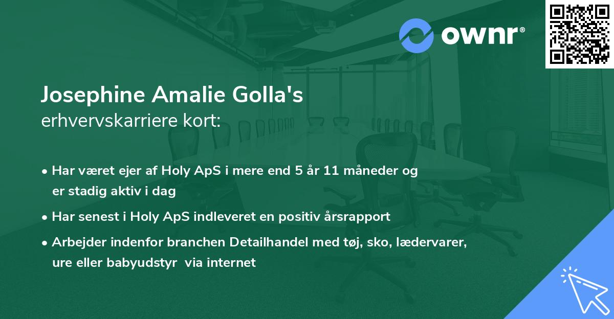 Josephine Amalie Golla's erhvervskarriere kort