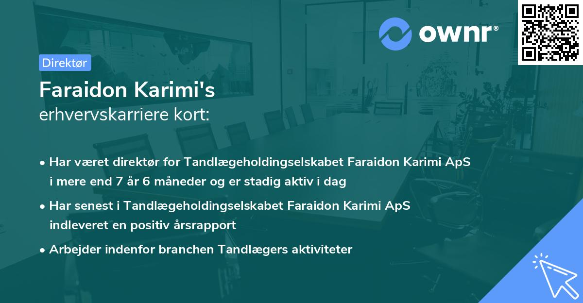 Faraidon Karimi's erhvervskarriere kort