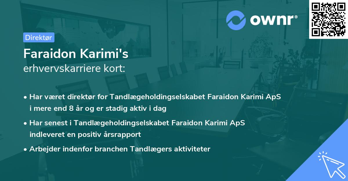 Faraidon Karimi's erhvervskarriere kort