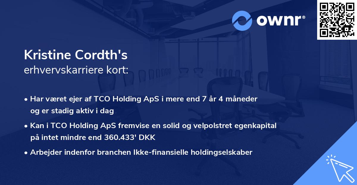 Kristine Cordth's erhvervskarriere kort