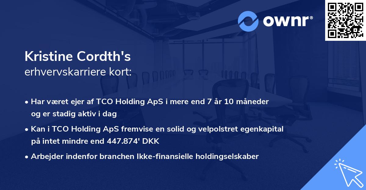 Kristine Cordth's erhvervskarriere kort