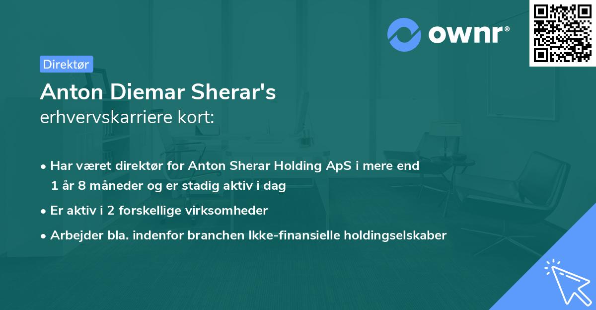 Anton Diemar Sherar's erhvervskarriere kort