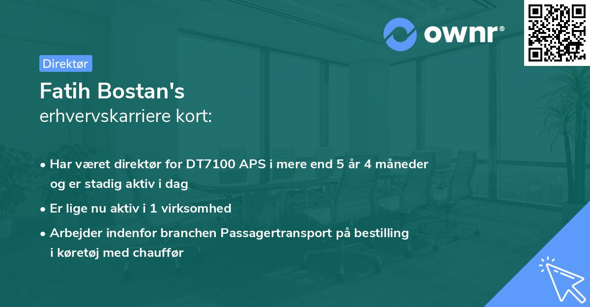 Fatih Bostan's erhvervskarriere kort