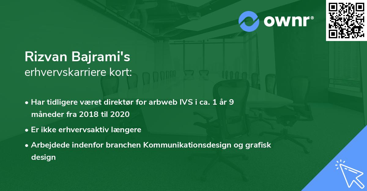 Rizvan Bajrami's erhvervskarriere kort