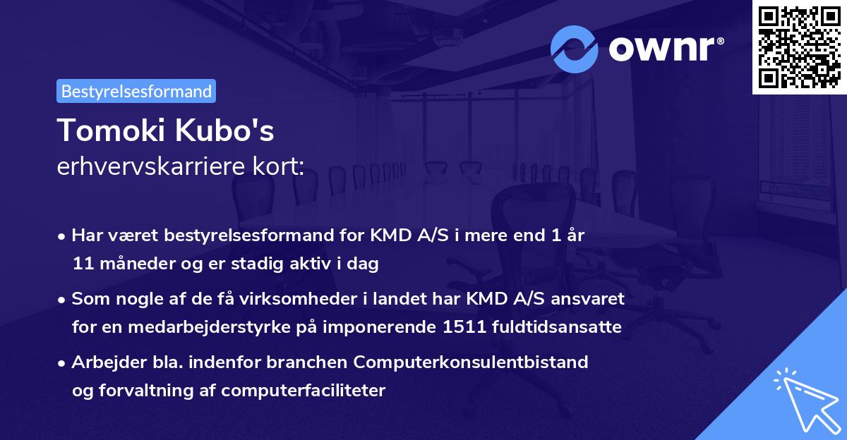 Tomoki Kubo's erhvervskarriere kort