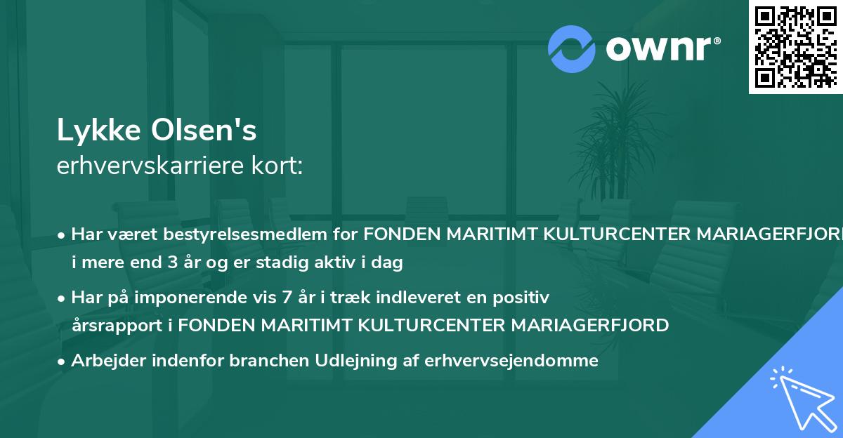 Lykke Olsen's erhvervskarriere kort