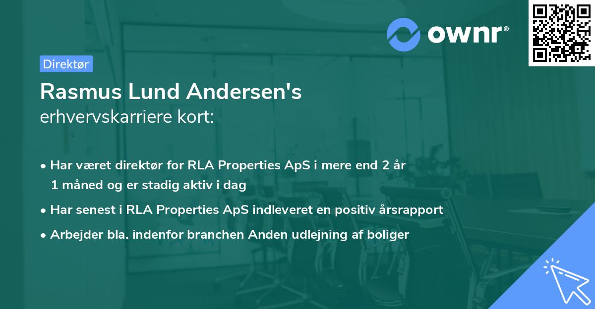 Rasmus Lund Andersen's erhvervskarriere kort