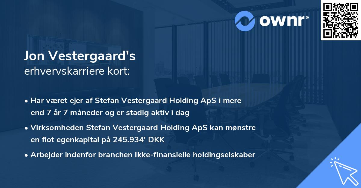 Jon Vestergaard's erhvervskarriere kort