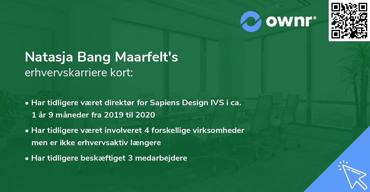 Natasja Bang Maarfelt's erhvervskarriere kort