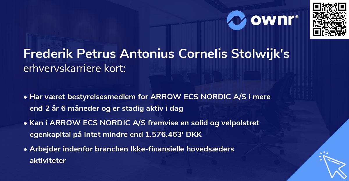 Frederik Petrus Antonius Cornelis Stolwijk's erhvervskarriere kort