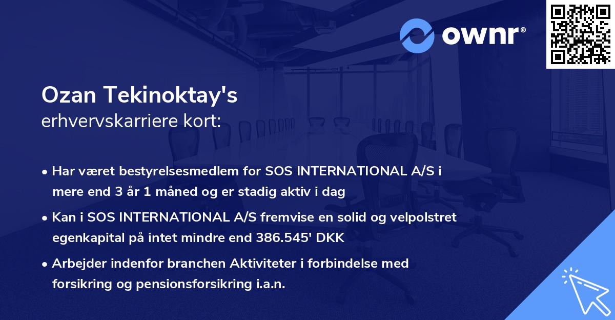 Ozan Tekinoktay's erhvervskarriere kort