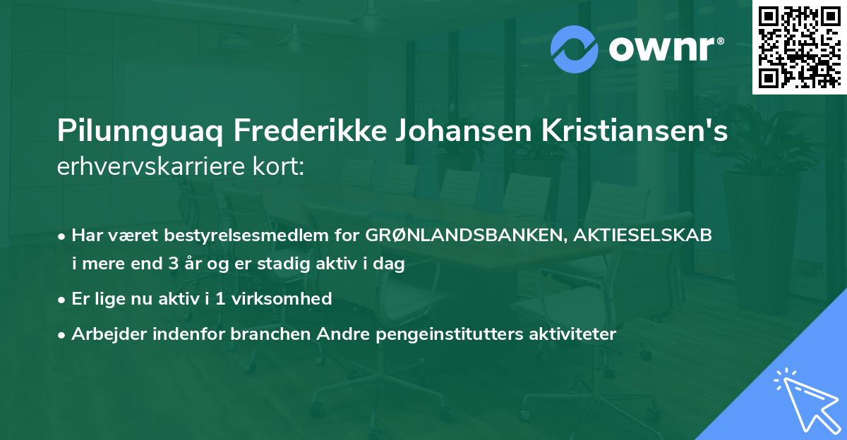 Pilunnguaq Frederikke Johansen Kristiansen's erhvervskarriere kort