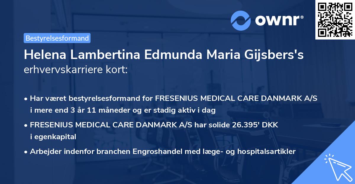 Helena Lambertina Edmunda Maria Gijsbers's erhvervskarriere kort