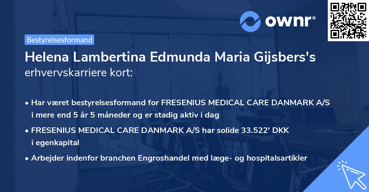 Helena Lambertina Edmunda Maria Gijsbers's erhvervskarriere kort