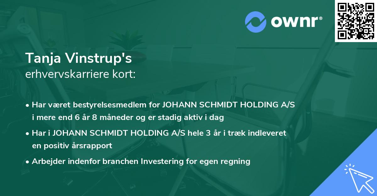 Tanja Vinstrup's erhvervskarriere kort